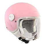 CGM Kinder Helm Demi-Jet-Helm mit langem Visier, 205S Magic Smile, Mattrosa, YL (53-54 cm)