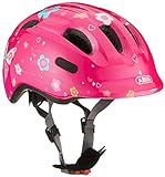ABUS Smiley 2.0 Kinderhelm - Robuster Fahrradhelm für Mädchen und Jungs - Pink mit Schmetterlingsmuster, Größe M