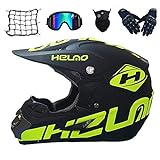 Motocross Helm Set mit Brille Handschuhe Maske Motorrad Netz, Kinder Crosshelm D.O.T Standard Kinder Quad Bike ATV Go-Kart-Helm (S)