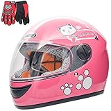 ZJRA Kinderhelm, Motorradhelm Für Kinder, Motorrad Halbhelme, Motorrad Moped Jungen Mädchen Kinder Childs, 3 Farben Style Für Wahl,Rosa