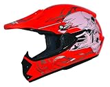 ATO-Helme Kids Pro Kinderhelm Crosshelm Schutzhelm Motorradhelm Quadhelm Kinder Cross BMX Helm (S 53/54cm, Rot)